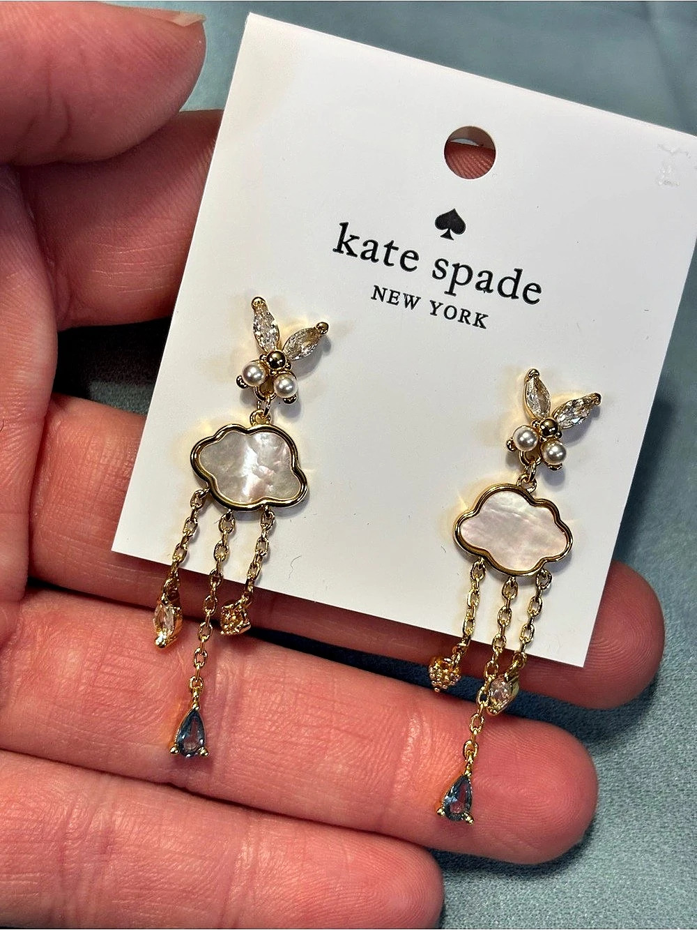 kate spade Dangle Earrings in Gold & White - Picture 3 of 4